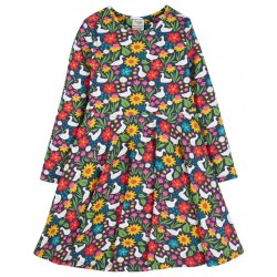 frugi - Bio Kinder Jersey Kleid "Sofia" mit Enten/Blumen-Allover